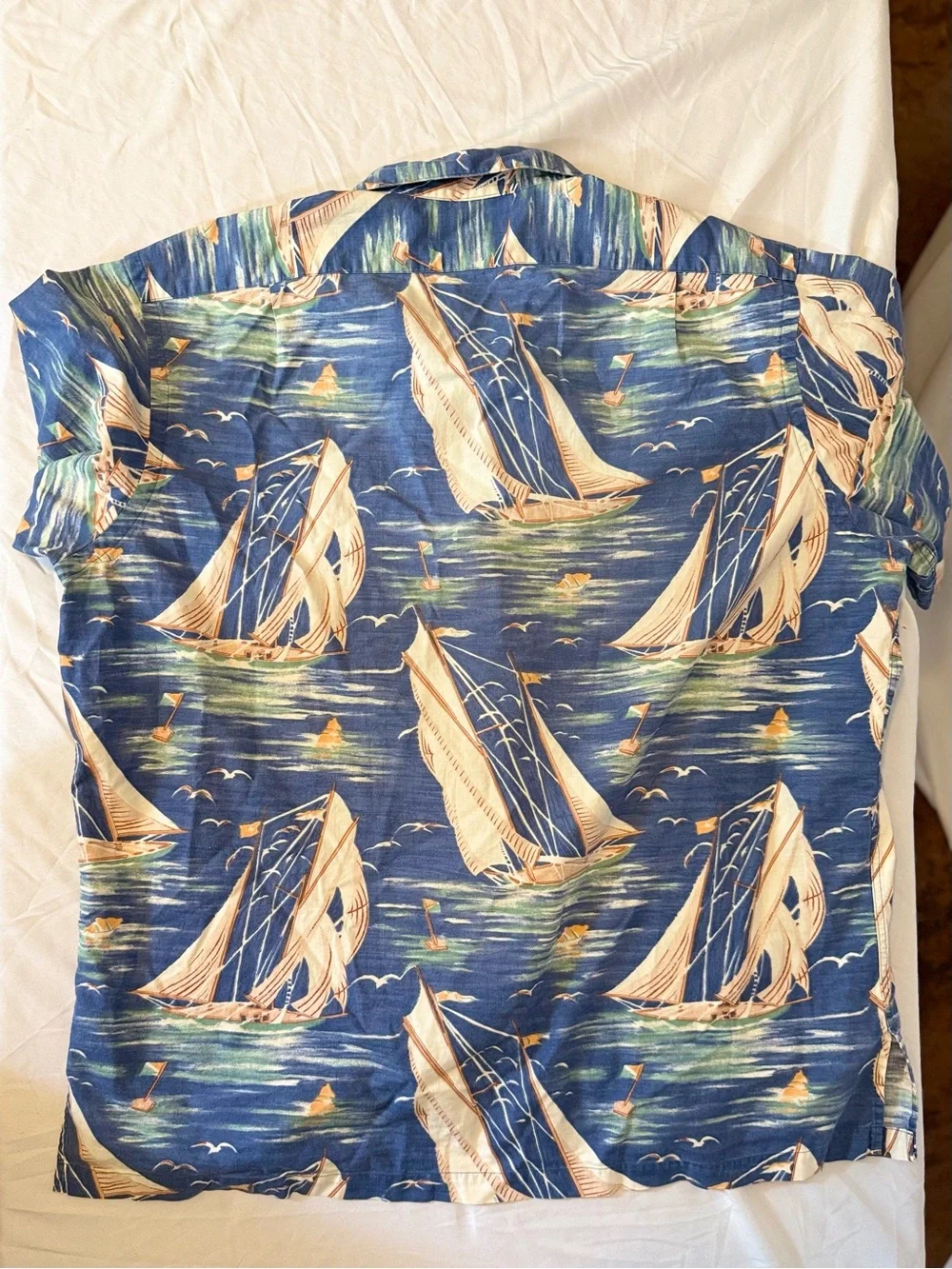 Polo Ralph Lauren Vintage Camp Shirt Men’s Lg Blue Nautical Short Sleeve (HH26)